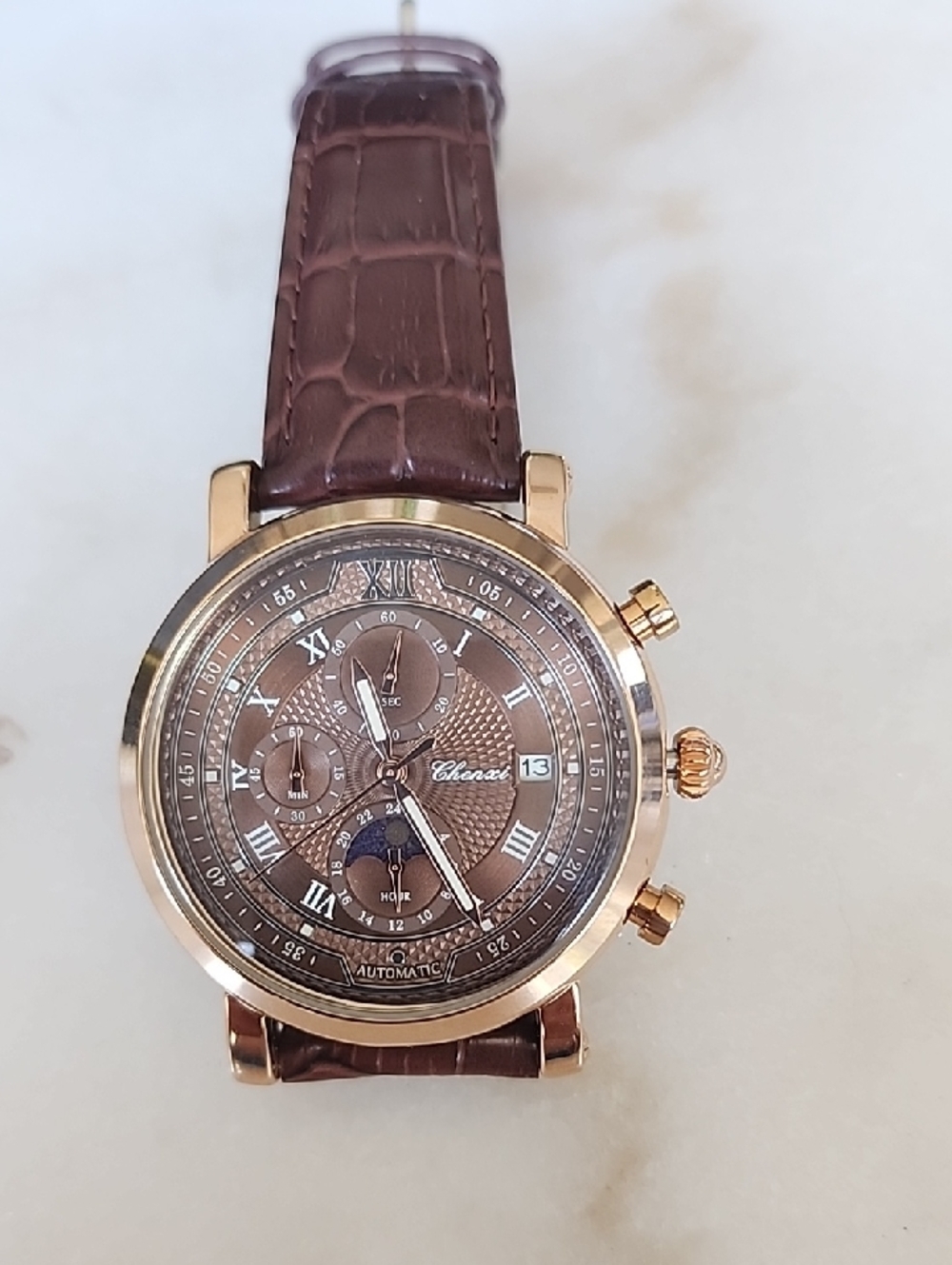Chenxi 976 Men's Brown Leather Strap Automatic Watch